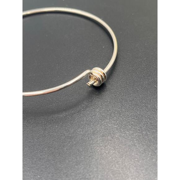 Sterling silver Pave Beaded Wire Adjustable Bangle Bracelet - Picture 6 of 8